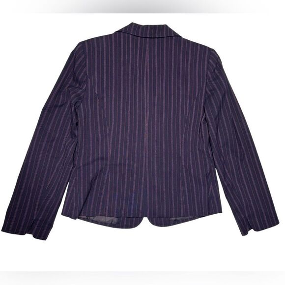 Vintage 90’s R.Q.T Dark Purple Blazer Pinstriped Two Button Blazer with Pockets - Picture 2 of 6